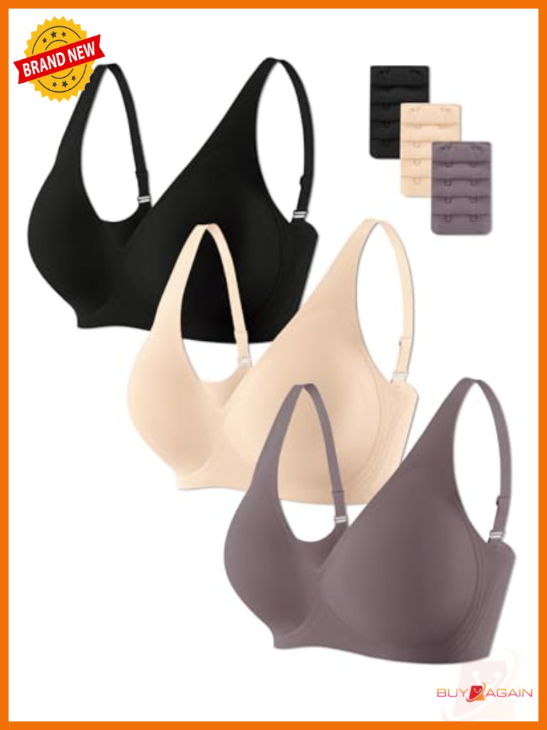 Seamless Wireless Bra Jelly Edge Push Up Deep V Adjustable Straps Comfort Fit